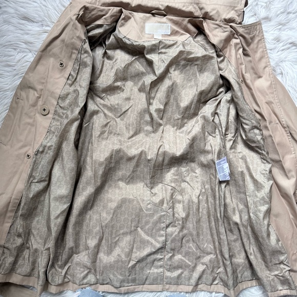 Michael Kors Belted Rain Trench Coat Jacket Hood Camel Tan eclectic Grandpa Sz S - Picture 8 of 13